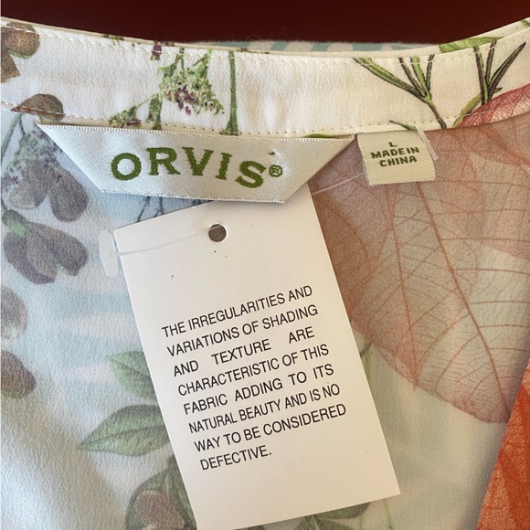 Orvis Women's 100% Silk Floral Button Up Blouse Size Large NEW - Picture 4 of 15